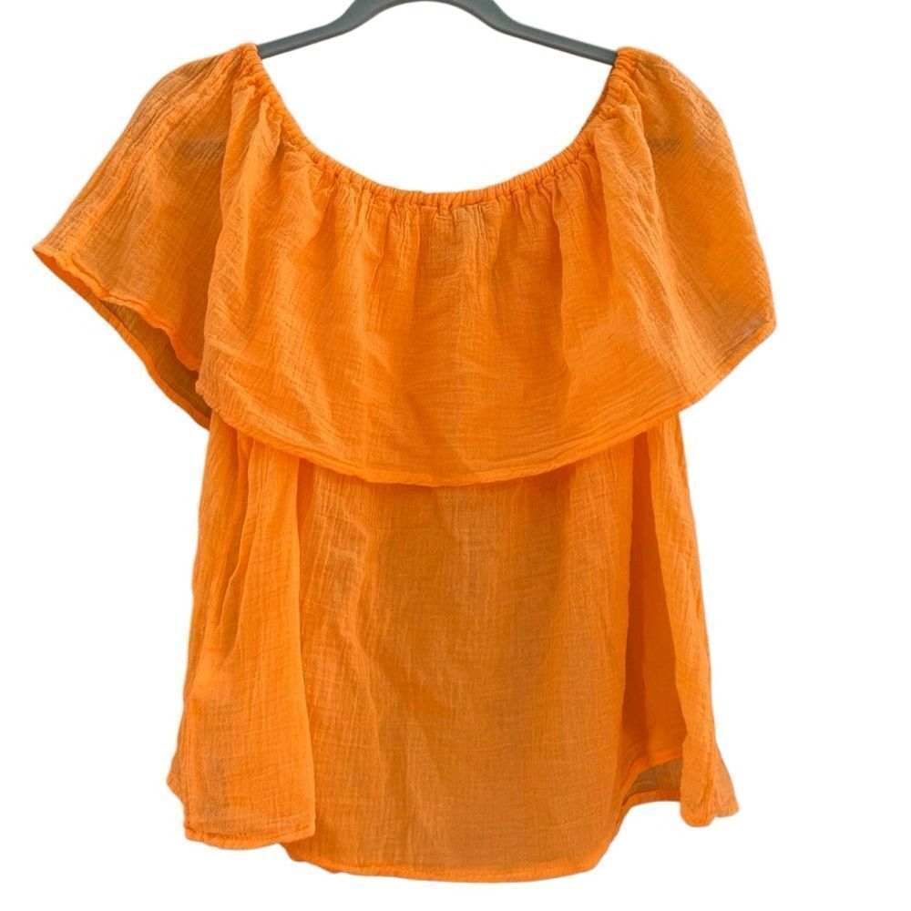 Bobi Los Angeles x REVOLVE Women's Gauze Off Shoulder Top in Mango Size Large - Picture 3 of 6